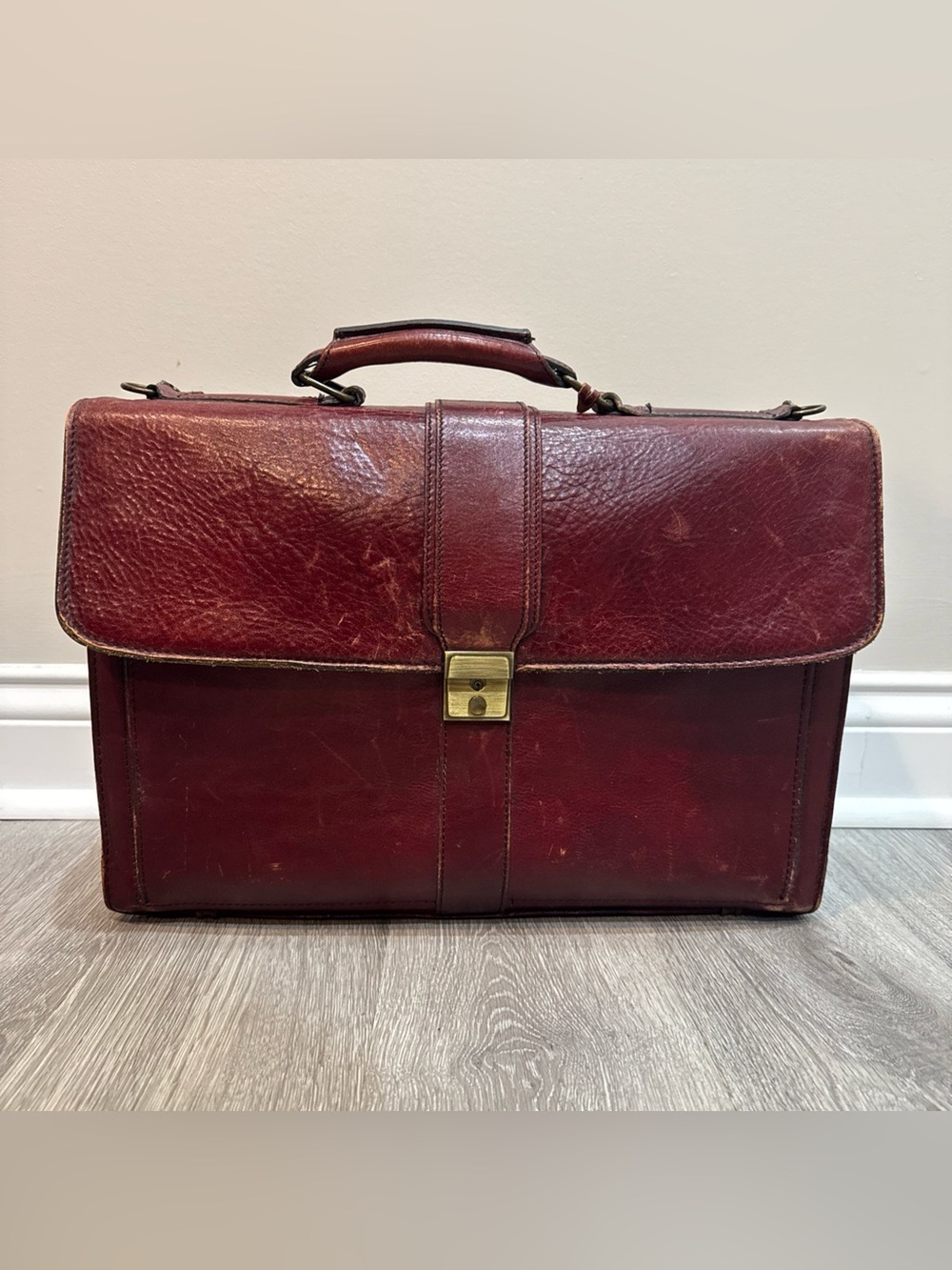 Vintage Renwick Antico Oxhide Leather Mens Briefcase Bag w Keys Canada Messenger